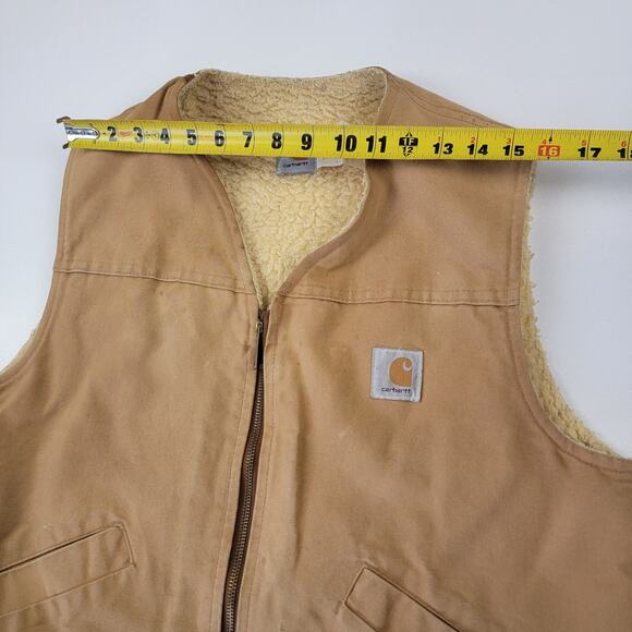 Vintage Carhartt Sherpa Lined Vest Sz XL Duck Canvas Union Made USA Distressed - Picture 9 of 9